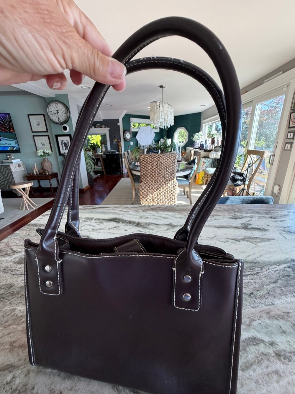 Wilsons Leather Brown Leather Shoulder Bag Satchel Contrast Stitch Y2K Quiet Lux